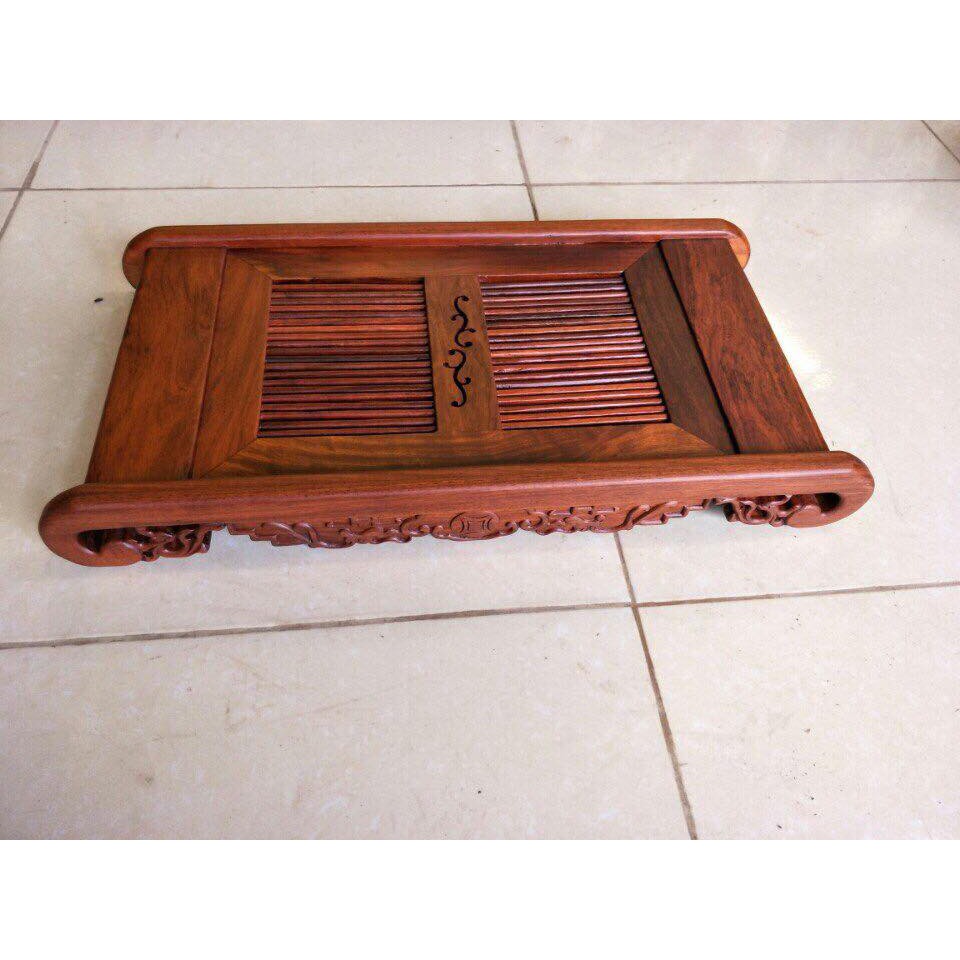 Khay trà lan chân cuốn gỗ hương đỏ